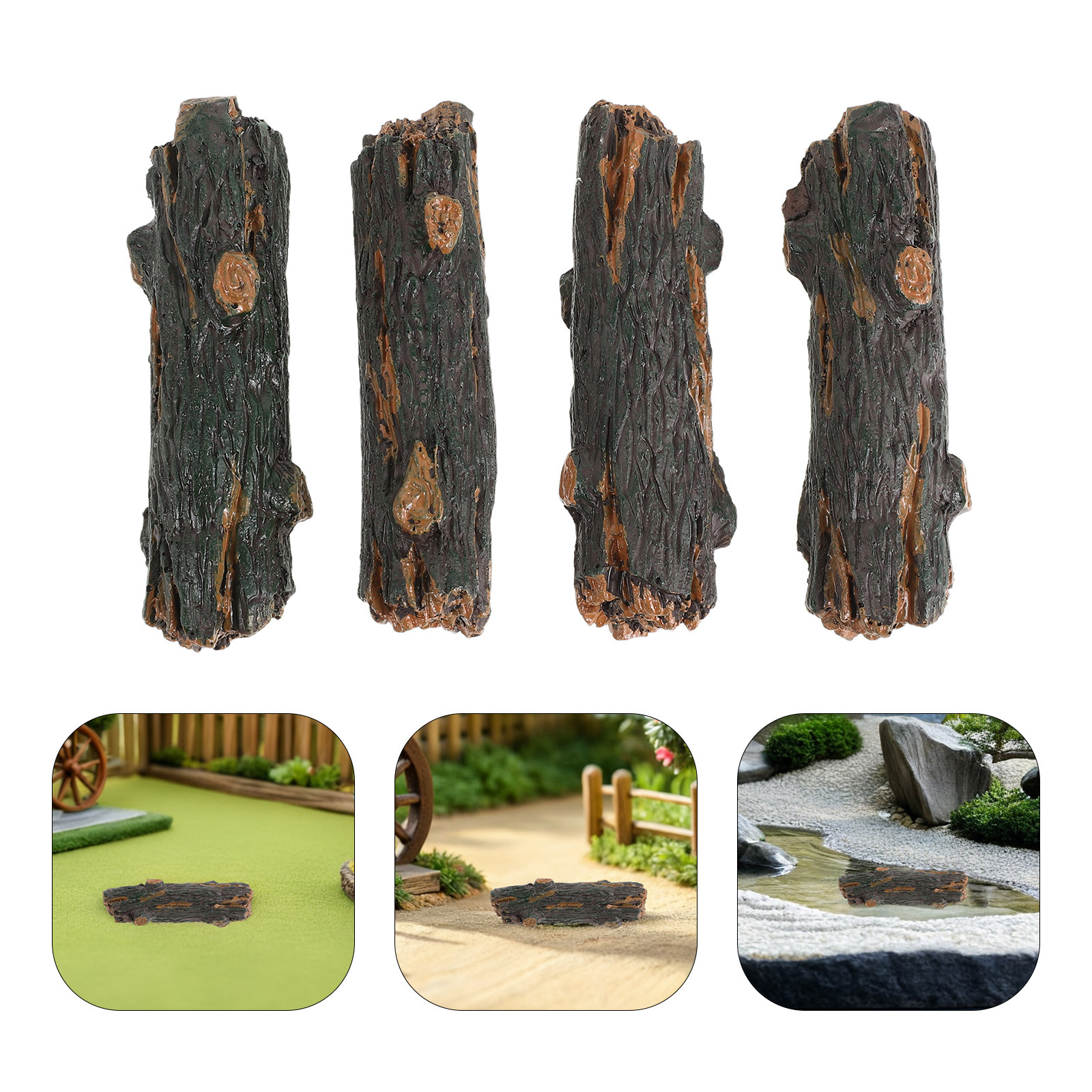 Bonsai Garden Tree - 4Pcs Realistic Mini Resin Tree Stump