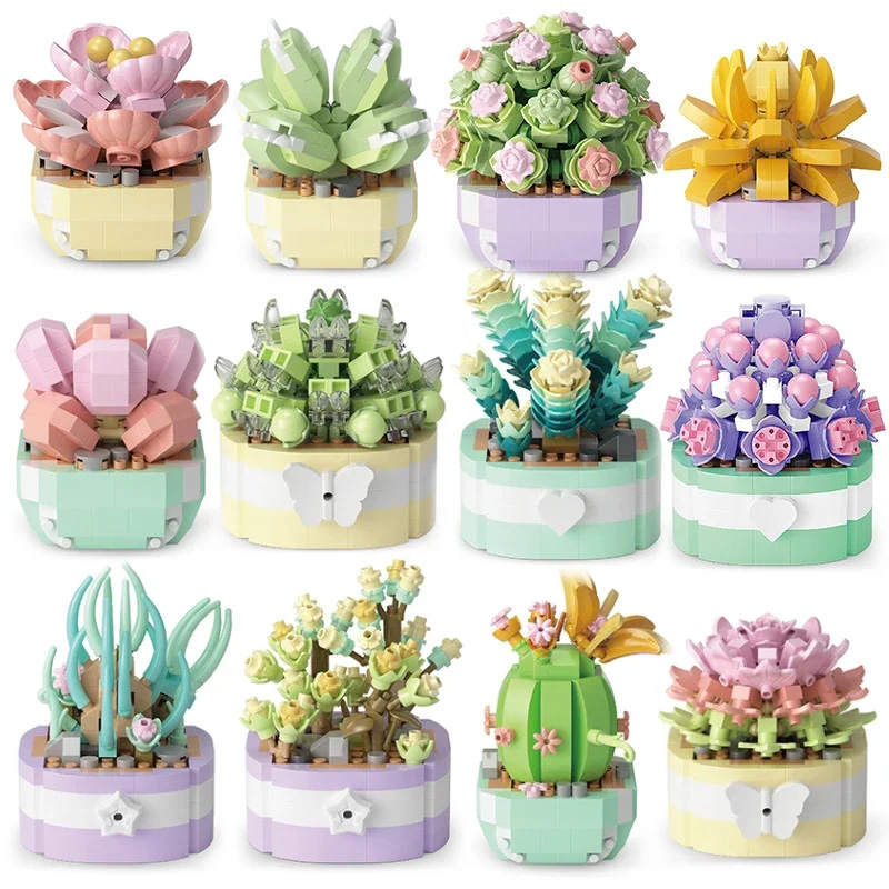 Flower Succulents Building Blo - đánh giá và giá Bonsai Garden Tree