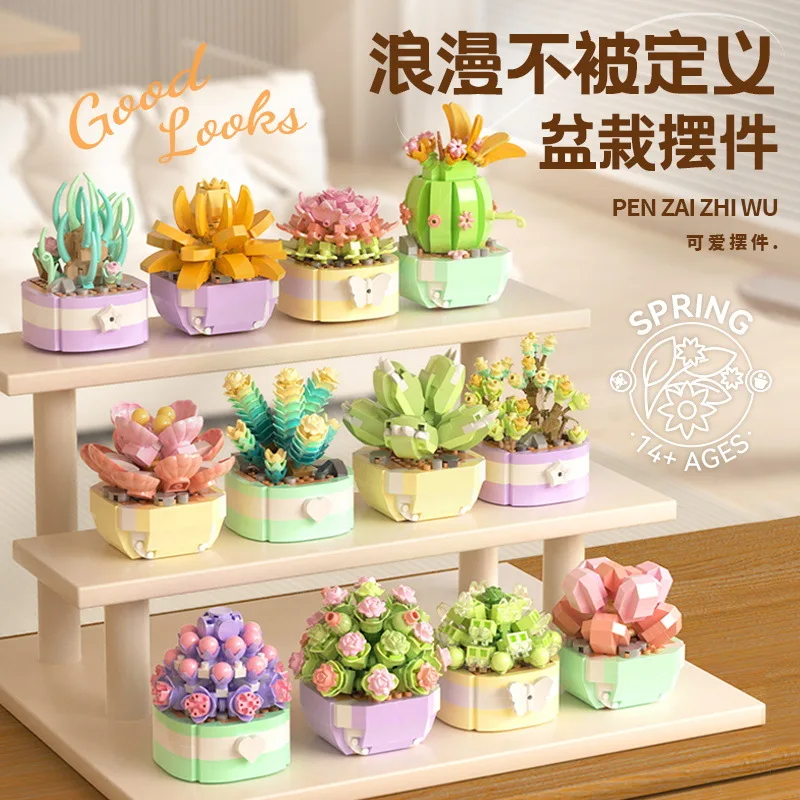 Flower Succulents Building Blo - đánh giá và giá Bonsai Garden Tree